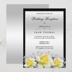 Convite Recepção de casamento de Rosas de prata