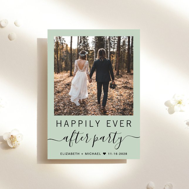 Convite Recepção de casamento de Sage de Código QR de Foto (Criador carregado)