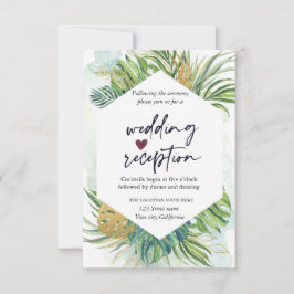 Convite Recepção de Casamento de Verão com Folhas de Palme