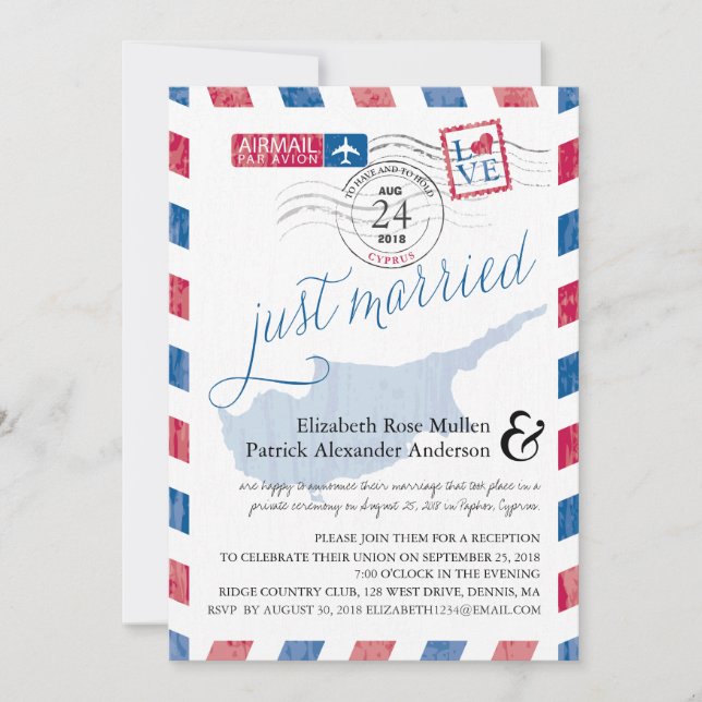 Convite Recepção de Casamento do Correio Aéreo Antigo de C (Frente)