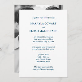 Convite Recepção de casamento do templo azul e branco mini