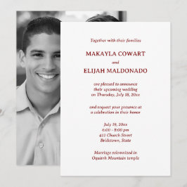 Convite Recepção de casamento do Templo Vermelho e Branco