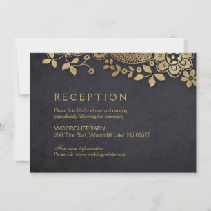 Convite recepção de casamento Dourada de renda elegante