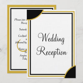 Convite Recepção de Casamento Dourado Preto Monograma