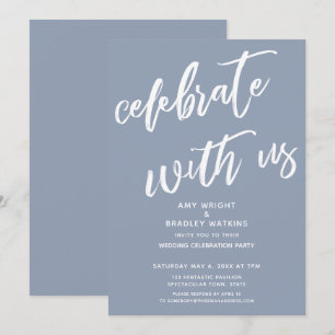 Convite Recepção de Casamento Dusty Blue Celebre Conosco