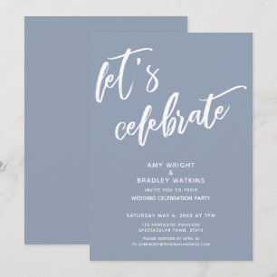 Convite Recepção de Casamento Dusty Blue Vamos Celebrar
