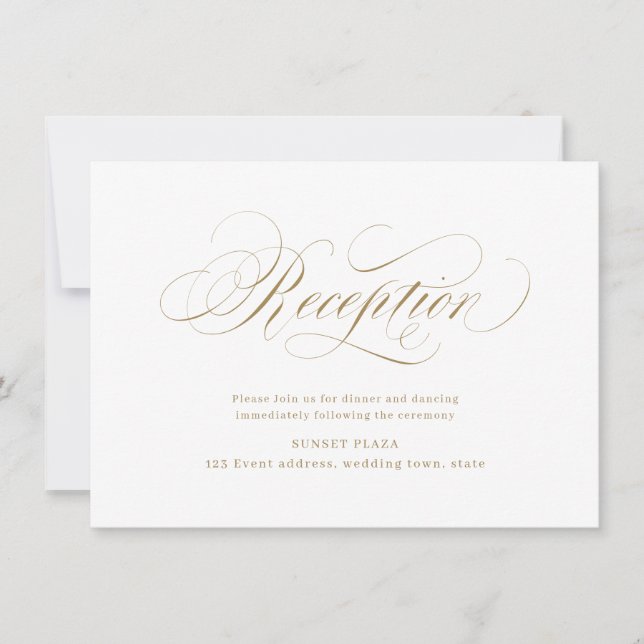Convite Recepção de casamento elegante clássico em caligra (Frente)
