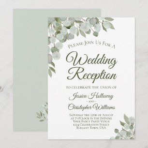Convite Recepção de Casamento Elegante com Folhas de Eucal