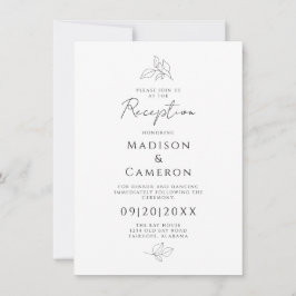 Convite Recepção de Casamento Elegante Deixa Preto e Branc