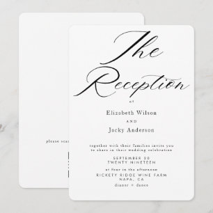 Convite Recepção de casamento elegante preto e branco