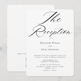 Convite Recepção de casamento elegante preto e branco