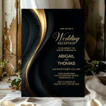 Recepção de Casamento Elegante Preto e Dourado