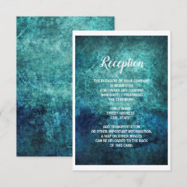 Convite Recepção de Casamento em Aquarela Grunge Azul Mari