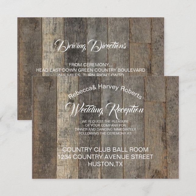Convite recepção de casamento em celeiro com textura de ma (Frente/Verso)