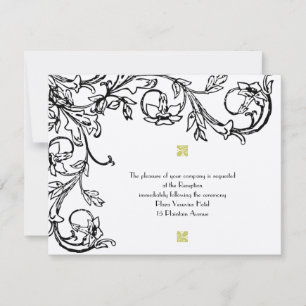 Convite Recepção de Casamento em Floral Swirl Art Déco Vin