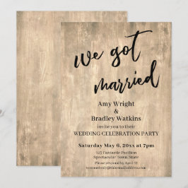 Convite Recepção de Casamento em Madeira Marrom Rústica