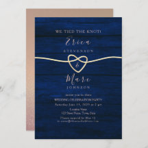 Recepção de Casamento em Ouro Elegante e Azul Mari
