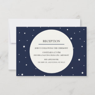 Convite Recepção de Casamento Estrela Lua Cheia Azul Meia-