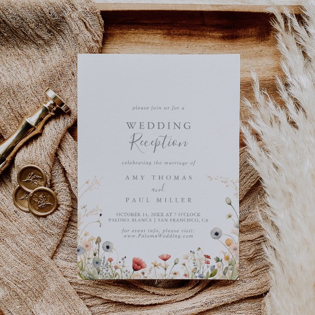 Convite Recepção de Casamento Feliz Boho com Flores Silves (Criador carregado)