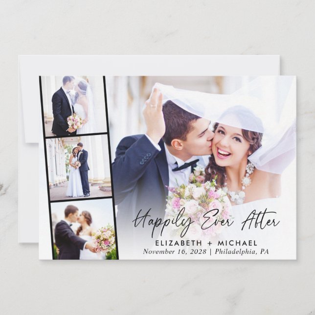 Convite Recepção de Casamento Felizes para Sempre Elegante (Frente)