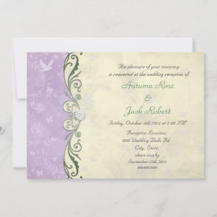 Convite Recepção de Casamento Floral Amarelo Lavanda