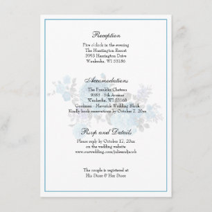 Convite Recepção de Casamento Floral Azul Clássico Elegant