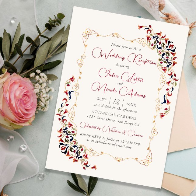 Convite Recepção de Casamento Floral Botânico de Luxo (Criador carregado)