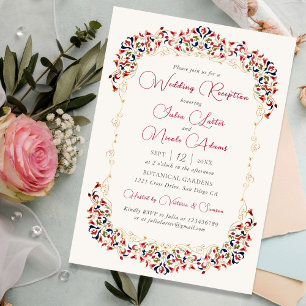 Convite Recepção de Casamento Floral Botânico de Luxo Pais