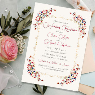 Convite Recepção de Casamento Floral Botânico de Luxo Pais