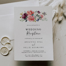 Convite Recepção de Casamento Floral Colorido de Verão Tro