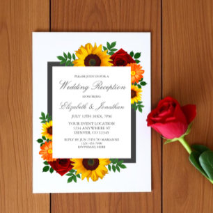 Convite Recepção de Casamento Floral de Girassol Rosa ao P