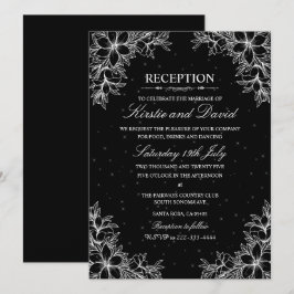 Convite Recepção de casamento Floral de Ornamentado Branco