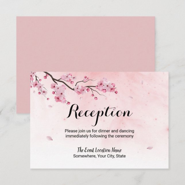 Convite Recepção de casamento Floral do Flor de Cereja (Frente/Verso)