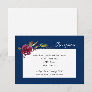 Convite Recepção de casamento floral dos azuis marinhos