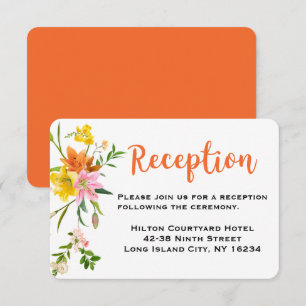 Convite Recepção de Casamento Floral Laranja Flores de Lír
