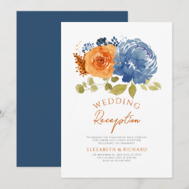 Convite Recepção de Casamento Floral Laranja Queimada Nava