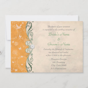 Convite Recepção de Casamento Floral Laranja Tangerina Pri