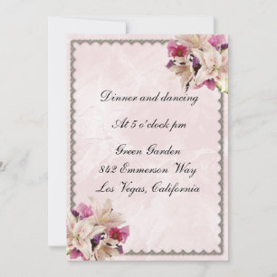 Convite Recepção de Casamento Floral Lírio Branco Mármore 