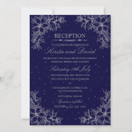 Convite Recepção de casamento Floral Ornamentado de Prata