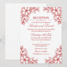 Recepção de casamento Floral Ornamentado Vermelho