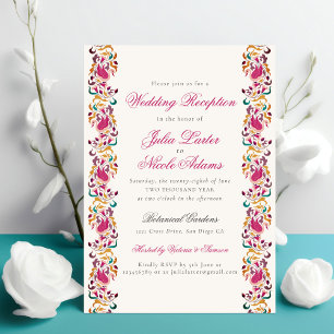 Convite Recepção de Casamento Floral Pérola Clássica