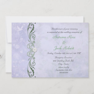 Convite Recepção de Casamento Floral Primavera Periwinkle