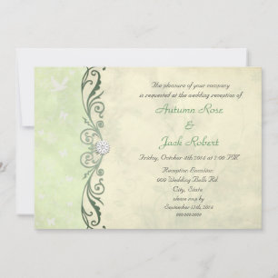 Convite Recepção de Casamento Floral Primaveril Amarelo Ve