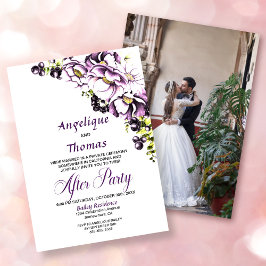Convite Recepção de casamento Floral Púrpura de Fotografia