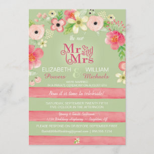 Convite Recepção de casamento Floral Romântica Apenas Conv