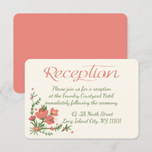 Convite Recepção de Casamento Floral Rosa Coral & Flor Ver