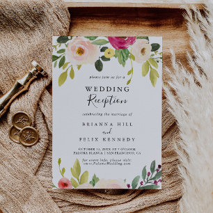 Convite Recepção de Casamento Floral Rosa Verde