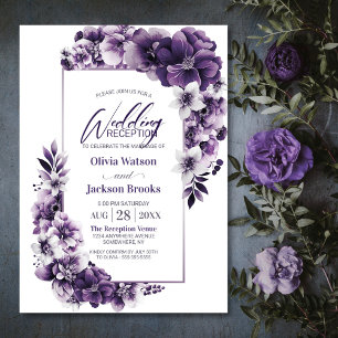 Convite Recepção de casamento Floral Roxo