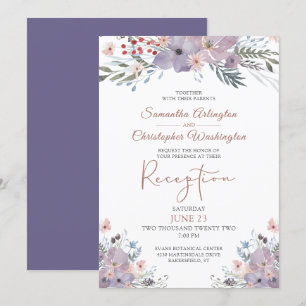 Convite Recepção de casamento Floral Roxo