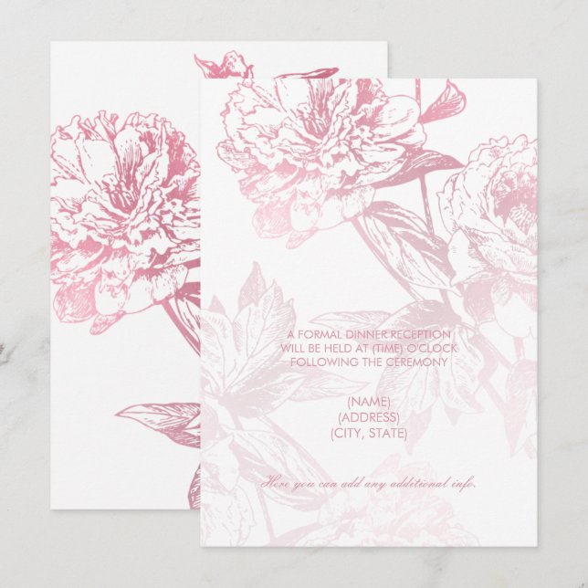 Convite Recepção de Casamento Floral Simples em Rose Gold  (Frente/Verso)